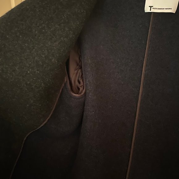 T by Alexander Wang Designer Charcoal Wool Coat - Picture 9 of 12